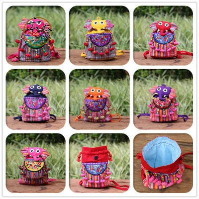 

National Appliques Elephant backpacks!Hot kids Gift Animal Patchwork Preppy Style Small backrack All-match students backruck