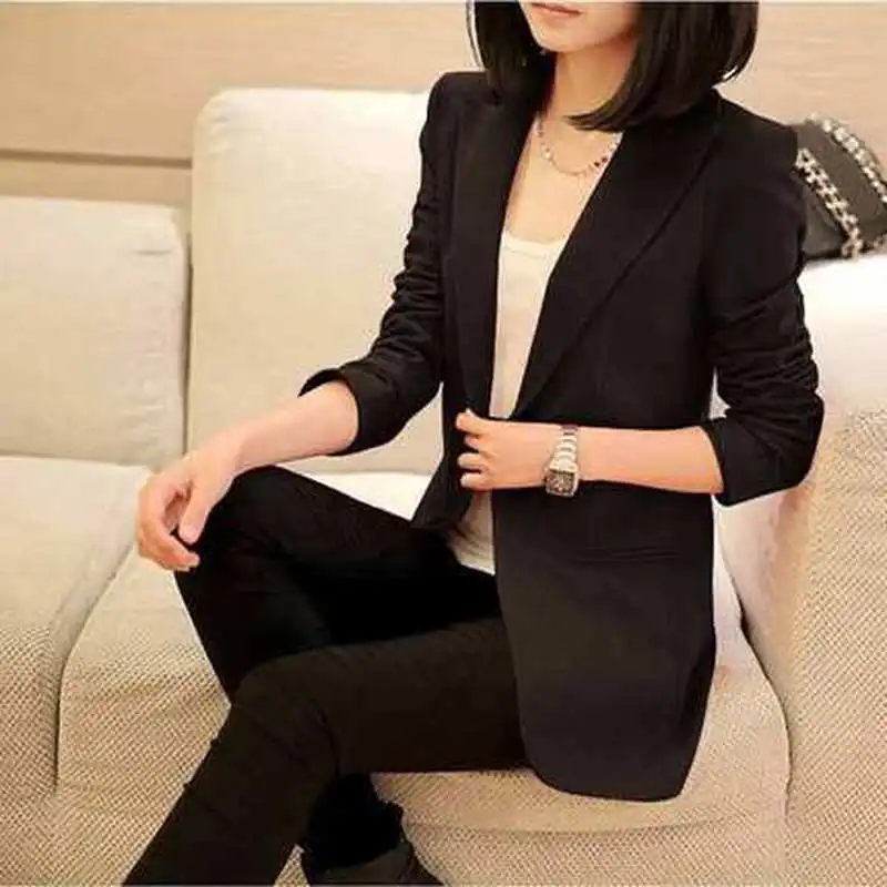

Spring and Autumn Casual Business Wear OL Small Suit Jacket Long Sleeve New Slim Large Size Suit black Suit Blazers