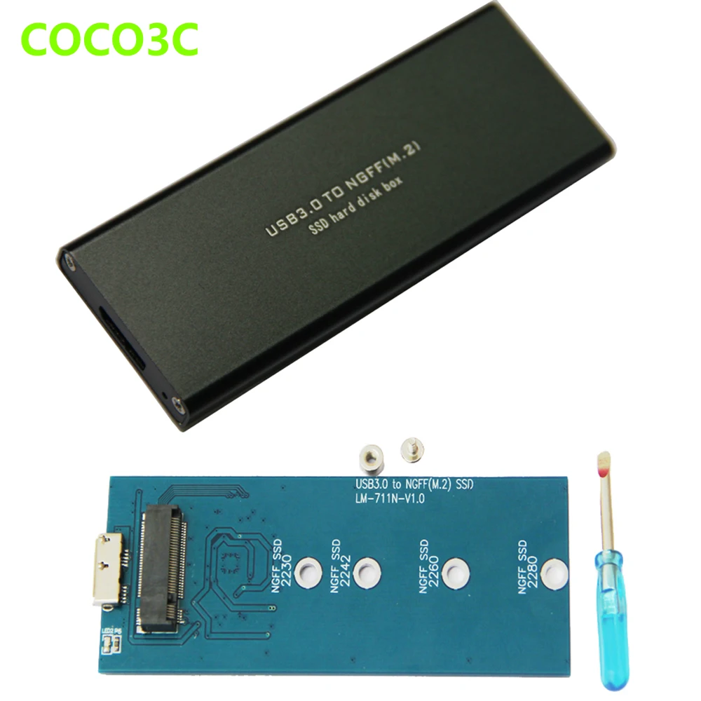 USB 3.0 to M.2 SSD Enclosure USB3.0 to NGFF Hard Disk adapter M2 SSD External HDD Mobile Box