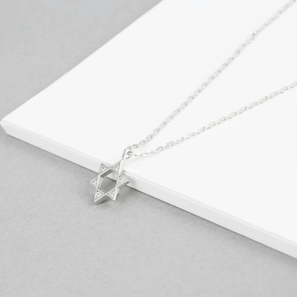Шесть ость star cz Ожерелье Женщины 100% 925 пробы серебро nacklace Ювелирное Украшение
