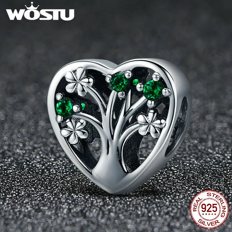 WOSTU, 925 пробы, серебро,, дерево жизни, бусины в форме сердца, подходят к оригинальному WST, браслеты с подвесками, ювелирное изделие, подарок, FIC221