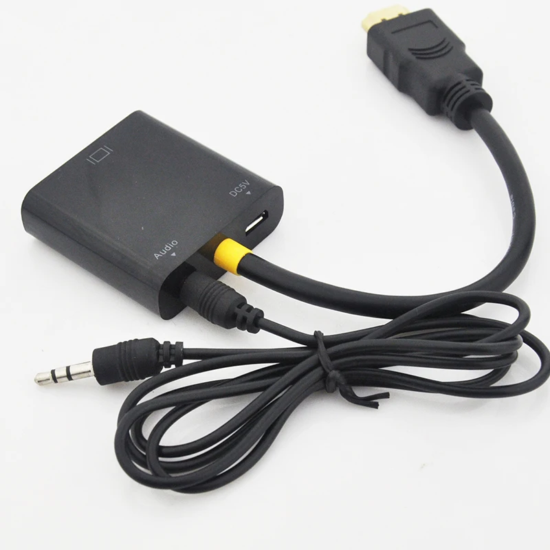 New 1080P HDMI Male to VGA Female Cables Converter Adapter With 3.5mm TV AV HDTV Audio USB Cable for PC | Компьютеры и офис