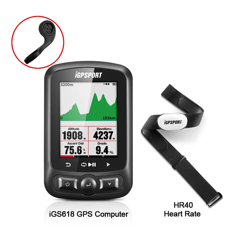Автоматическая подсветка iGS618 i gps порт gps трекер Водонепроницаемый gps Спидометр навигация Спидометр IPX7 3000 часов хранения данных - Цвет: iGS618  and HR40