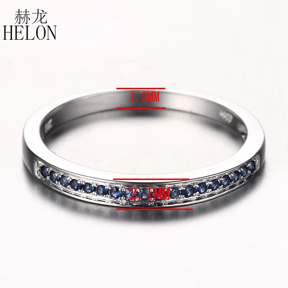 HELON Solid 14 K(AU585) белое золото 0.18ct натуральные сапфиры кольцо с драгоценными камнями Женское свадебное полувечность юбилей Ювелирное кольцо