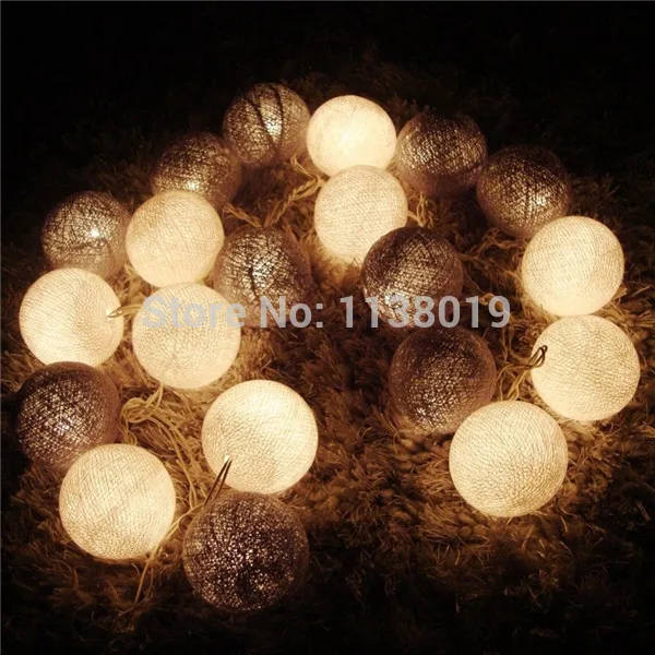 20 штук Цвет серый белый смешанные ватные шарики гирлянды светильник Фея вечерние