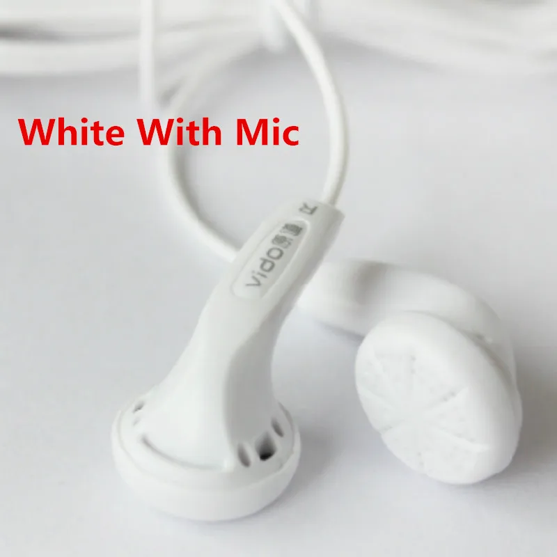 White With Mic FENGRU, сделай сам, vido, вкладыши в ухо, наушники, вкладыши, динамическая плоская головка, заглушка, вкладыши, бас, HIFI, наушники, бас, вкладыши MX500 для vido Pad - Цвет: White With Mic
