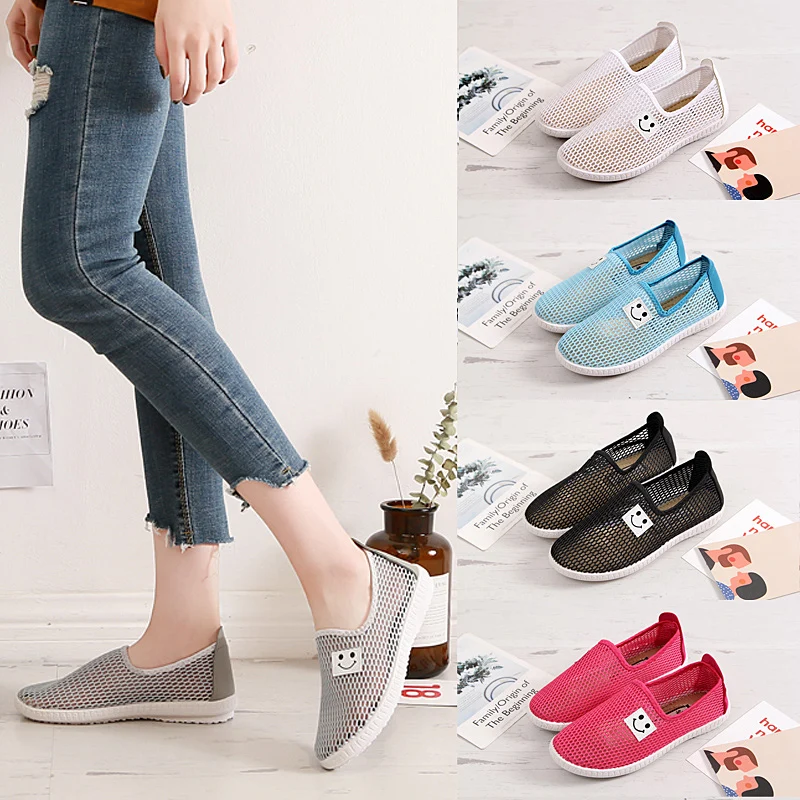 Женские кроссовки на плоской подошве CYOSO черные дышащие сетчатые для лета 2019 |