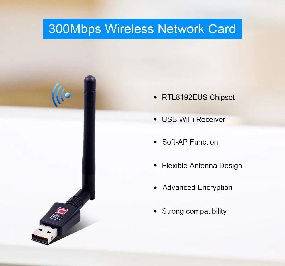 Беспроводной Wi Fi адаптер 300 Мбит/с 802.11n/b/g|Сетевые карты| |