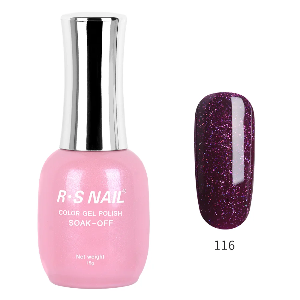 RS NAIL Новая серия Гель-лак для ногтей УФ светодиодный Гель-лак 120 цветов Гель-лак профессиональный маникюрный набор гель-лаков 15 мл - Цвет: 116