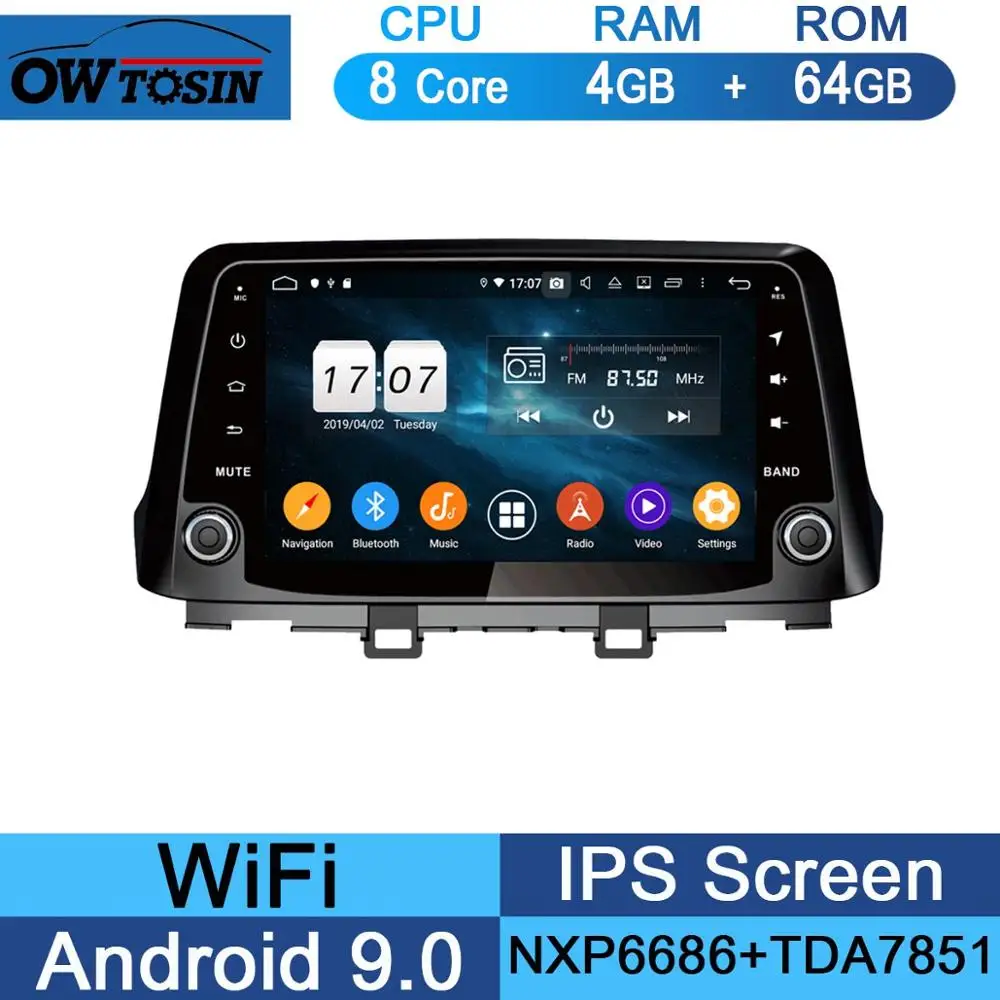 64G " ips 8 Core 4 Гб+ 64 ГБ Android 9,0 Автомобильный мультимедийный плеер для hyundai Encino Kona gps компактное минирадио CarPlay Parrot BT - Цвет: 64G