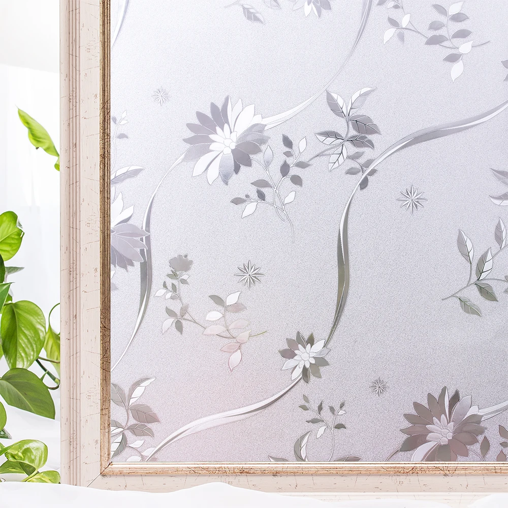 

CottonColors Window Privacy Films Home Decorative PVC No-Glue 3D Static Flower Decoration Window Glass Sticker Size 60 x 200cm