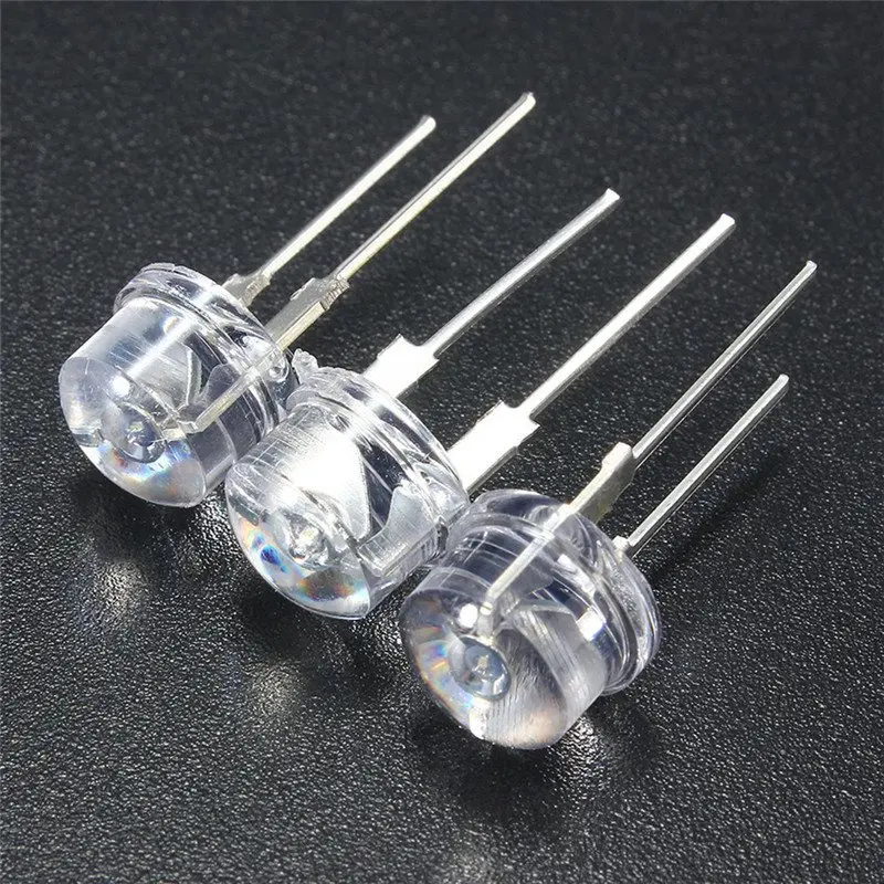 

New Arrival 20pcs 8mm Straw Hat LED Water Clear Light Emitting Diodes Lamp Kit DIY LEDs Set Blue Green Yellow Red White
