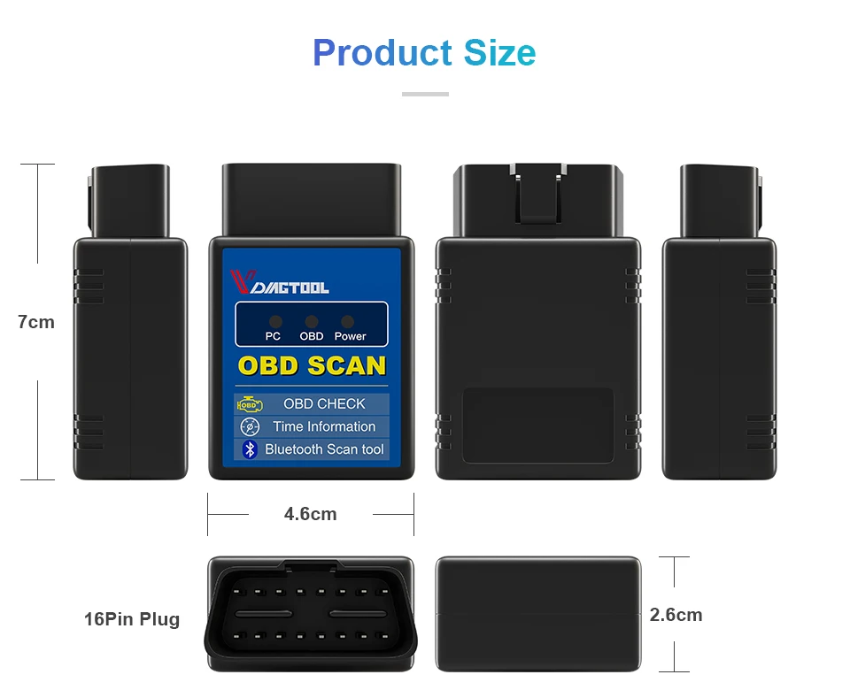 VDIAGTOOL ELM327 1,5 автоматический сканер ELM 327 Bluetooth версия OBD2 OBDII для Android Крутящий момент автомобиля код ридер