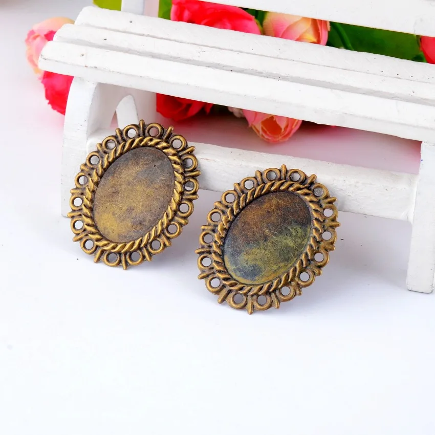 MIAOCHI 50Pcs Antique Bronze Filigree Cabochon Settings Wraps Connectors Gift Decoration DIY Findings 37x31mm J0613 | Украшения и