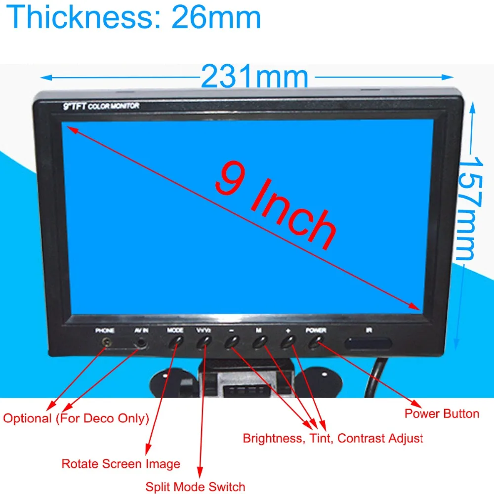 9 &quotTFT LCD четырехъядерный сплит-монитор для автомобильного грузовика
