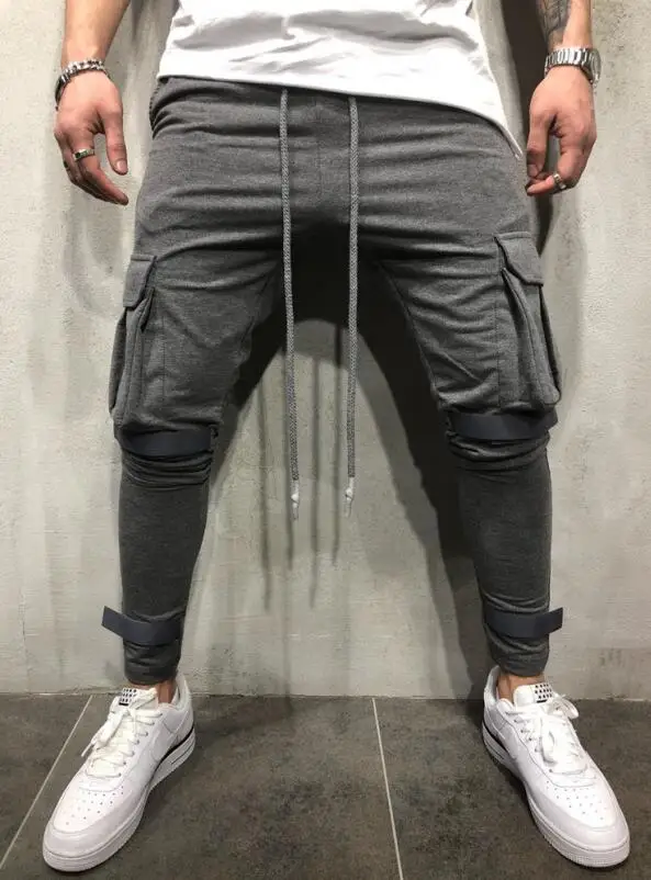 gray GYMOHYEAH, Мужские штаны для бега, для фитнеса, повседневные, модные, брендовые, для бега, спортивные штаны, для фитнеса, бодибилдинга, брюки для мужчин, повседневные штаны - Цвет: gray