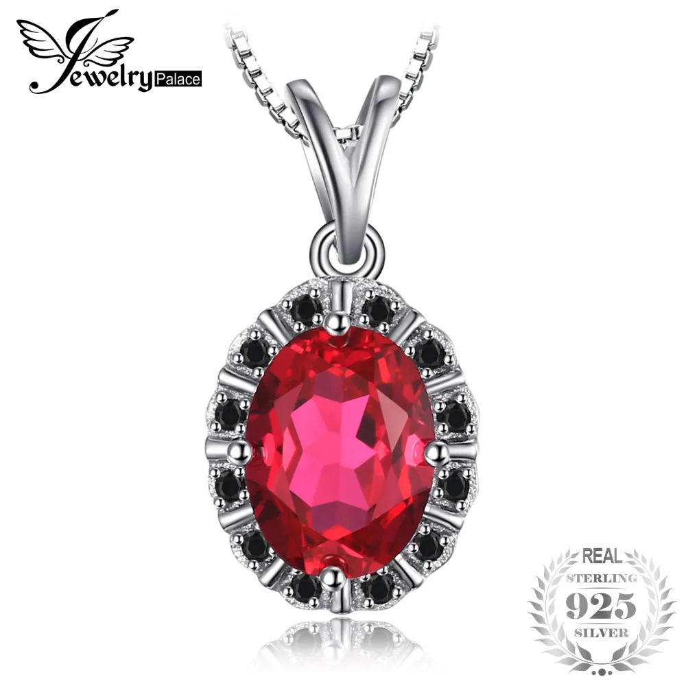 Jewelrypalace классический 1.82ct создан рубин и черной шпинели подвеска стерлингового