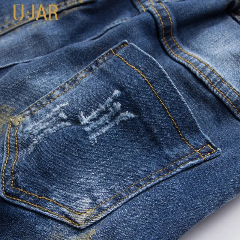 Ujar мальчиков повседневные Модные Винтажные Джинсы отверстие и царапин крутые