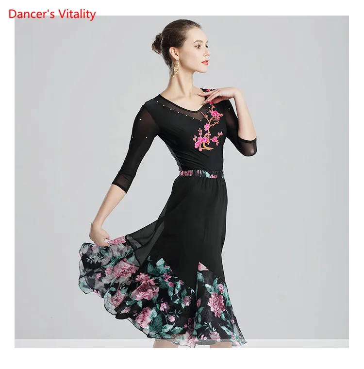 

Silk Chiffon Ballroom Dance Skirts Women Waltz Tango Latin Dance Skirt For Lady's Ballroom Dance Performance/Practice Costumes