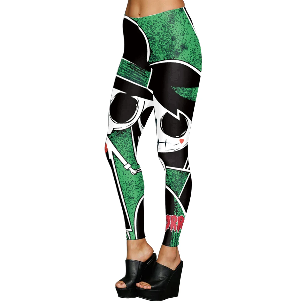 Женские леггинсы с цифровой печатью зеленые обтягивающие для костюмированной