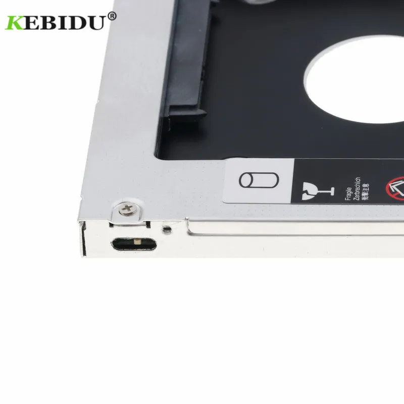 Kebidu Алюминиевый металлический 2-ой HDD Caddy 9,5 мм SATA 3,0 коробка для жесткого диска 2," SATA III 3,0 чехол для SSD, HDD для ноутбука ODD CD-ROM