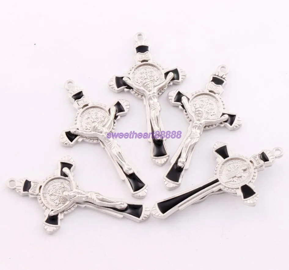 

40ps 5Colors Enamel Saint Benedict Medal Cross Crucifix Smqlivb Spacer Charm Beads Pendants Alloy Handmade Jewelry DIY L1670