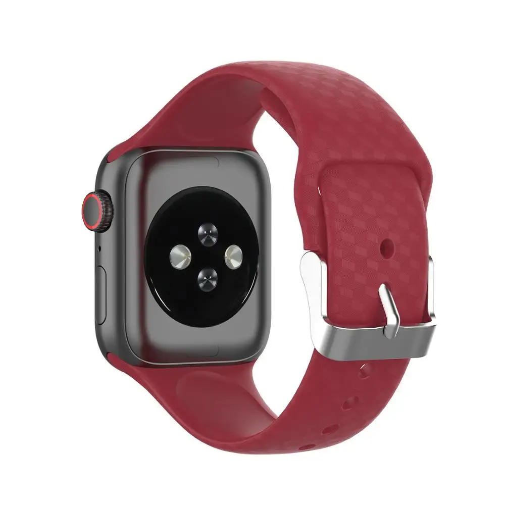 Ремешок силиконовый для Apple Watch 5 42 мм 38 44 40 спортивный мягкий браслет с 3d текстурой