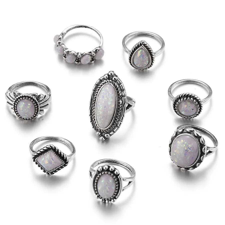 TianBo новый дизайн винтажный Opal набор колец на сустав пальца для женщин