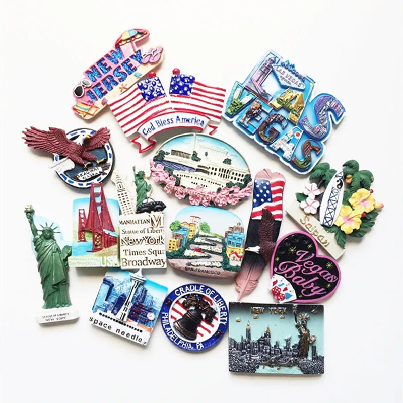 

BABEMEMI USA New York Washington Hollywood New Jersey Hawaii Las Vegas Seattle Fridge Magnet Souvenir Refrigerator Magnets Decor