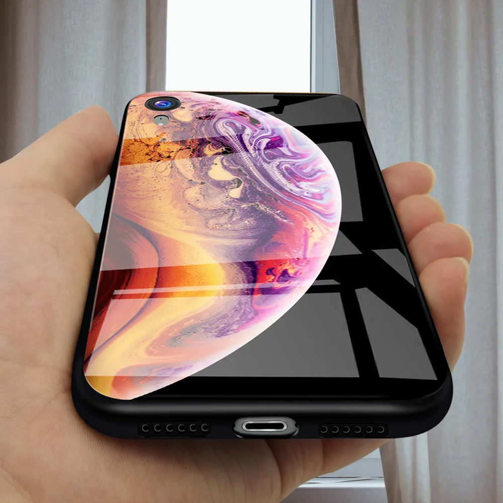 Чехол Ascromy для iPhone XS Max задняя крышка из закаленного стекла с космической планетой