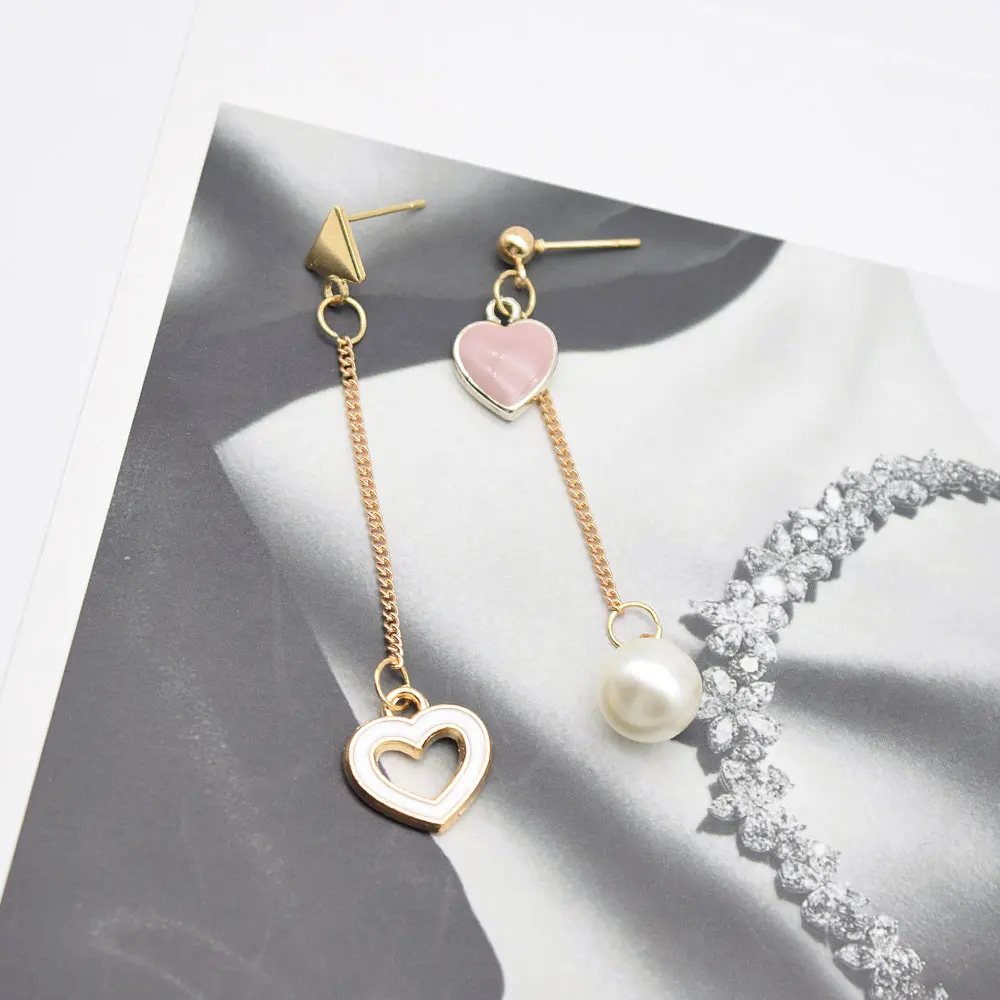 2017 New Korea fashion style Extra Long Dangle Earrings Chain Drop Red Heart for Women Party | Украшения и аксессуары