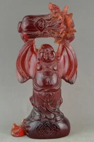 elaborate china collectible decorate handwork old artificial amber resin buddha hold cabbage statue