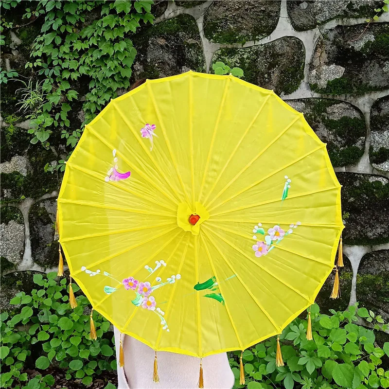 Реквизит зонтик для женщин лента кисточки древний костюм зонтик Cheongsam Hanfu шоу Зонтик Классический шелковый танец зонтик