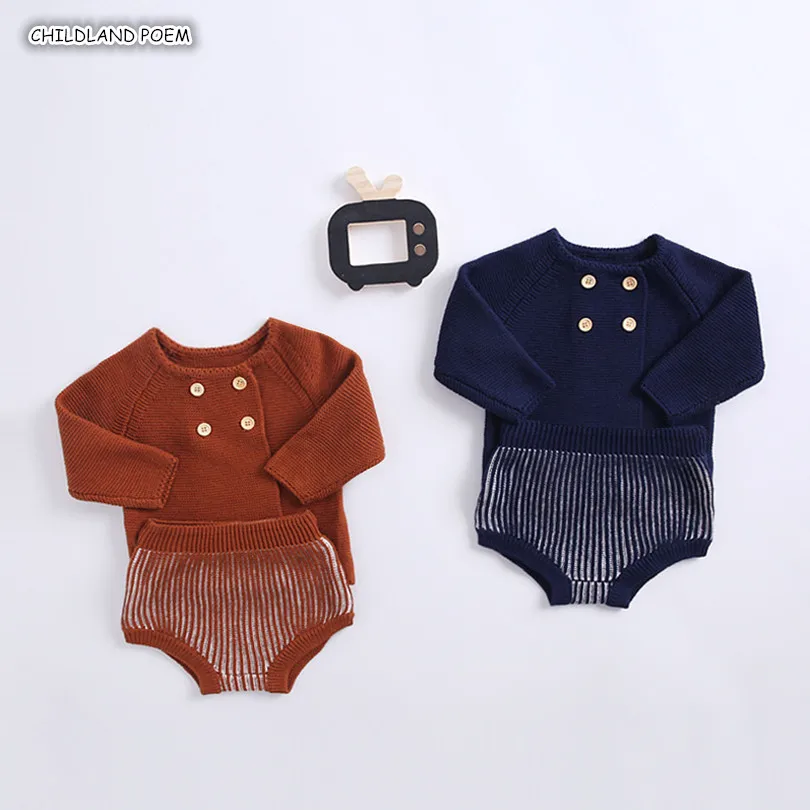 

Knitted Baby Clothes Autumn Winter Newborn Baby Boy Girl Clothes Set Woolen Cotton Infant Baby Cardigan + Shorts Baby Outfits