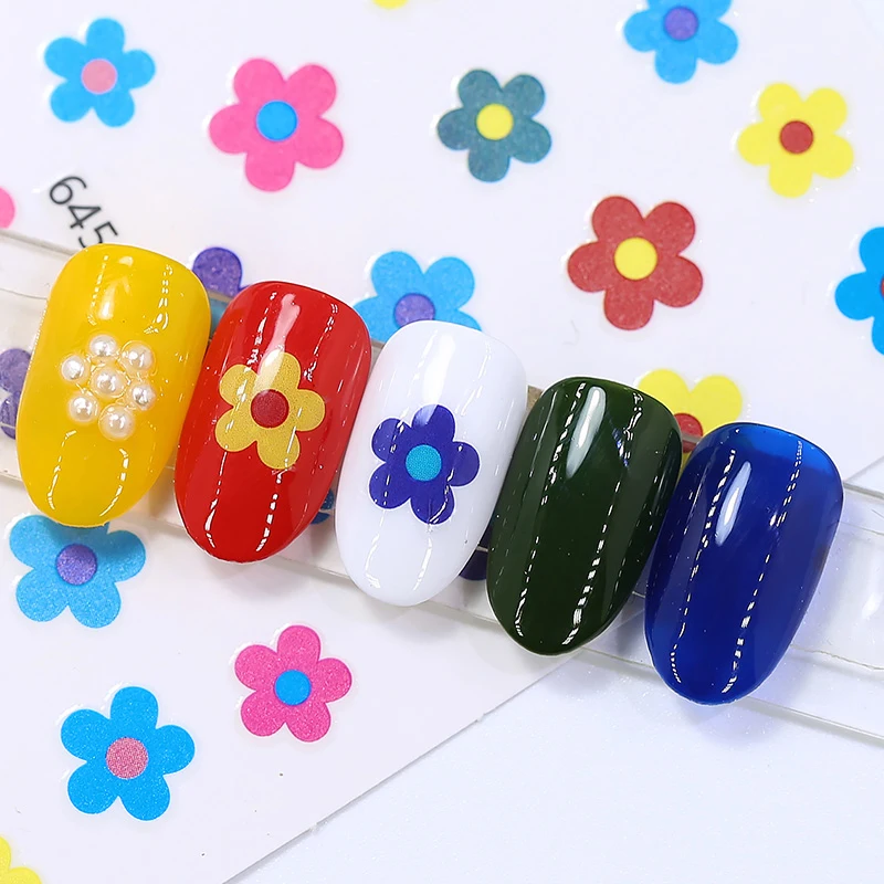 3D наклейки для дизайна маникюра сделай сам украшения ногтевого цветок на тыльную