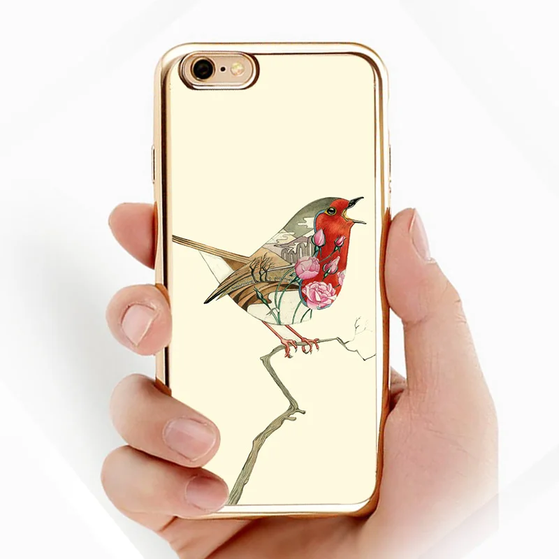 Lotezly для iPhone 6 покрытие TPU телефон Shell случаях птица иллюстрации (взять 7 чехол)