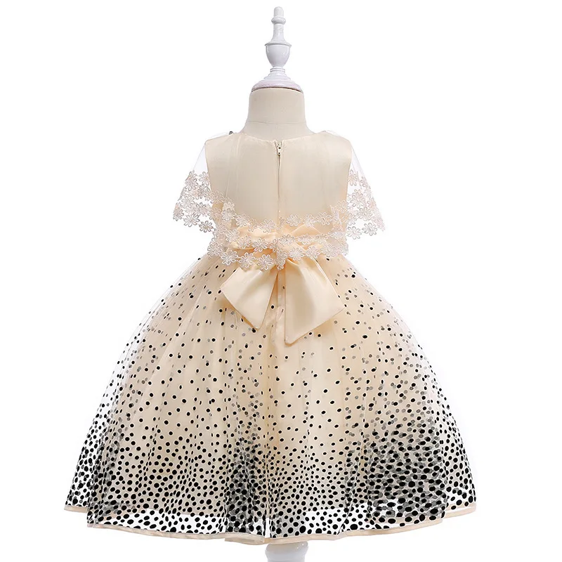 Elegant Lace Princess Dress For Girls Kids Pearls Dot Ball Gown Wedding Birthday Party Girl Dresses Mesh Children Clothing TZ042 | Детская