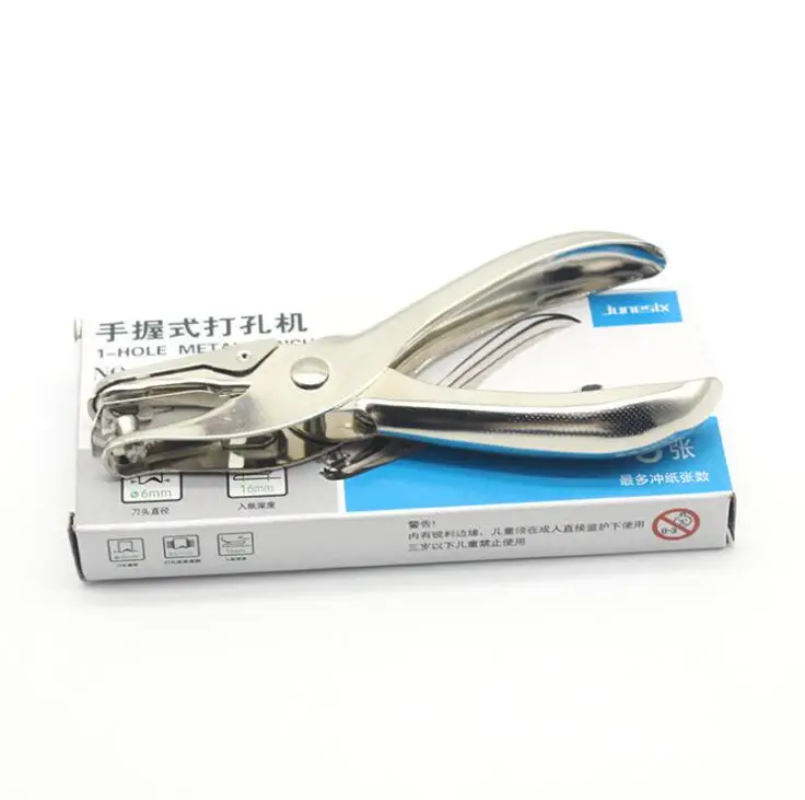 Hand-held Paper Punching Pliers Metal Circle Hole Punch 6mm Single-hole Ticket Checker Puncher | Канцтовары для офиса и дома