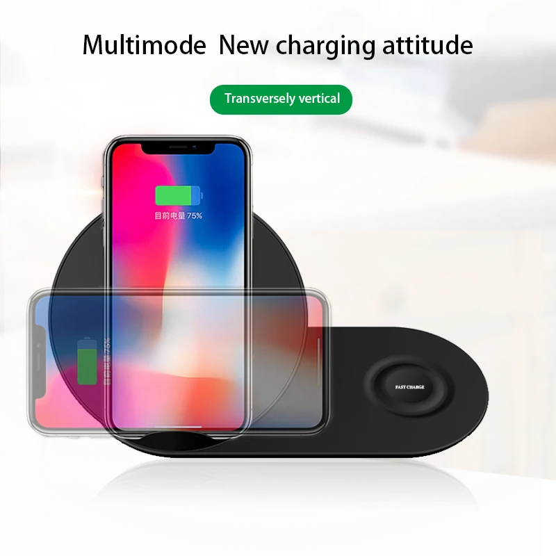 2 в 1 быстрое зарядное устройство Беспроводная зарядка для samsung gear S2 S3 S4 iPhone X XS MAX S8