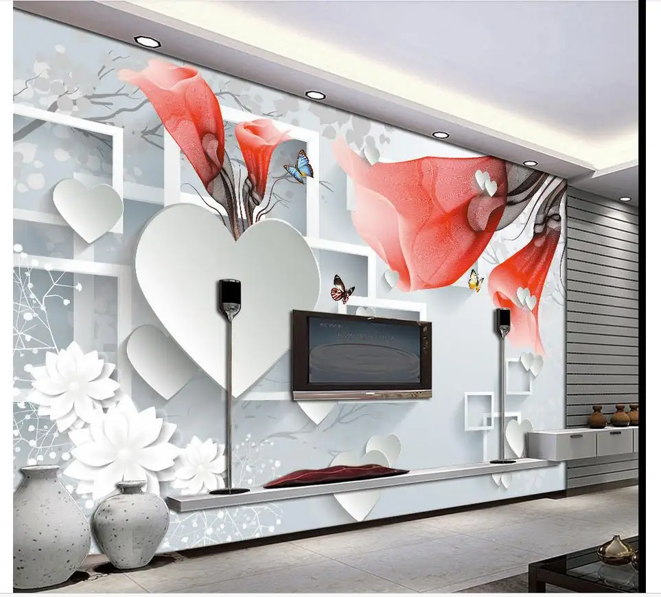 photo wallpaper 3d murals custom Simple butterfly flying mural block diagram Flowers wall paper living room decoration | Обустройство