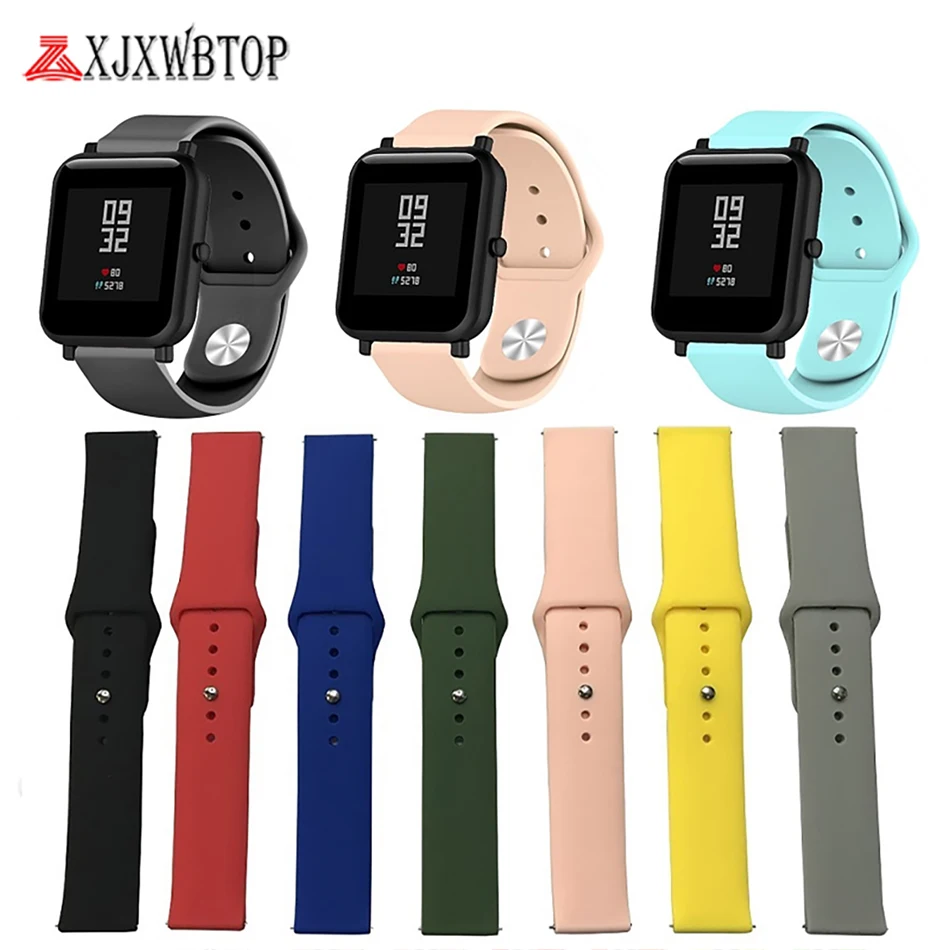 20 мм спортивный ремешок для часов браслет для часов Amazfit Bip ремешок для Xiaomi Huami Amazfit Bip Молодежные часы мягкий силиконовый ремешок для часов
