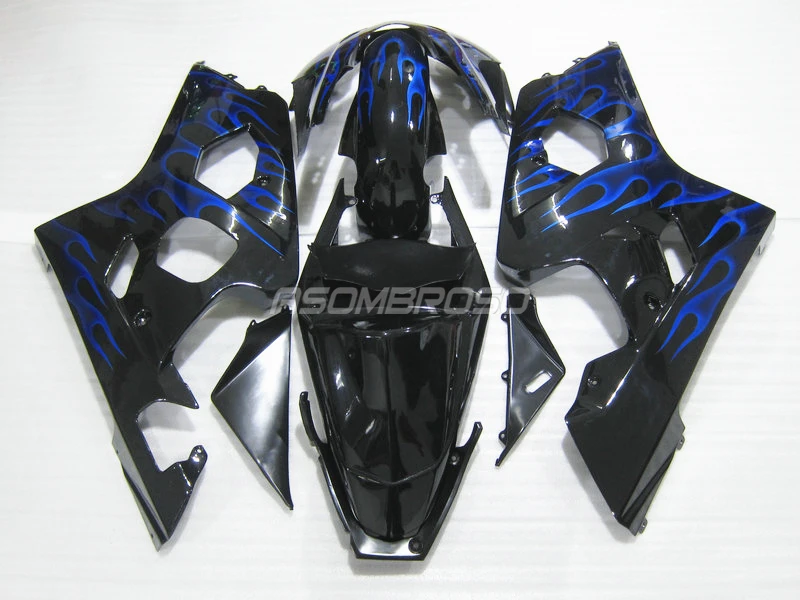 Motorcycle Fairings kit For Suzuki 2004 2005 GSXR600 GSX R750 ABS Fairing kits GSXR750 04 05 blue flames aftermarket bodywork | Автомобили