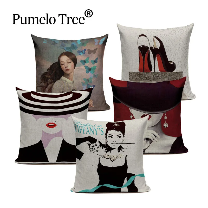 Чехол для подушки с рисунком птицы девочек Модный женский чехол черный в полоску