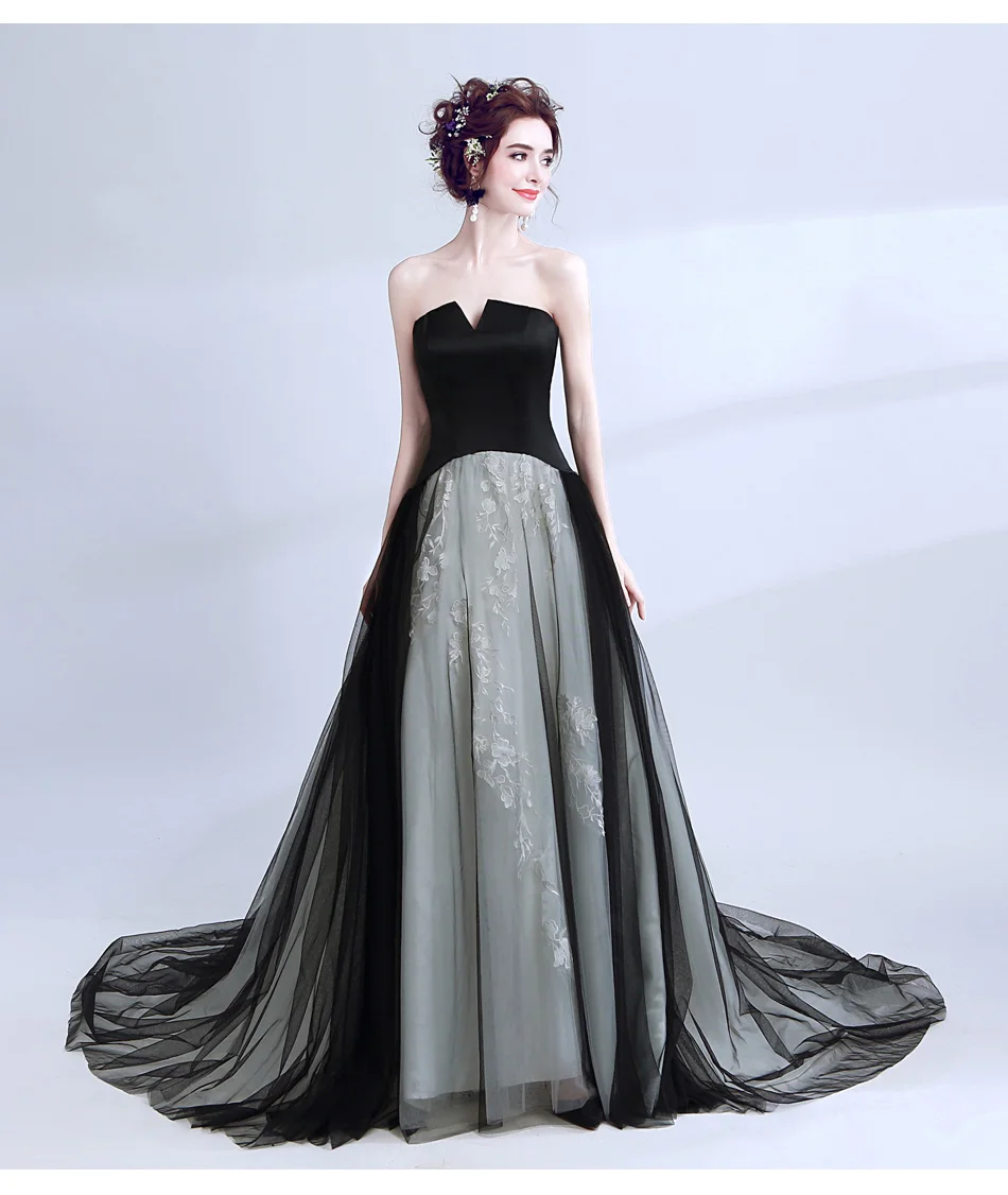 Vestido de festa 2019 черные вечерние платья длинное платье трапециевидной формы без