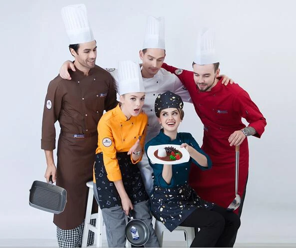 

Hot Unisex long sleeve cook suit restaurant cook work wear chef uniform fahion chef top clothes for hotel kitchen lab YYX 145
