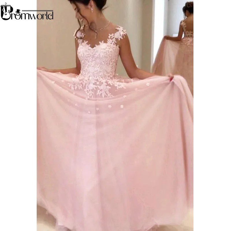 Pink Muslim Evening Dresses 2021 V-Neck A-Line Cap Sleeve Lace Tulle Islamic Dubai Saudi Arabic Long Gown Prom Dress | Свадьбы и