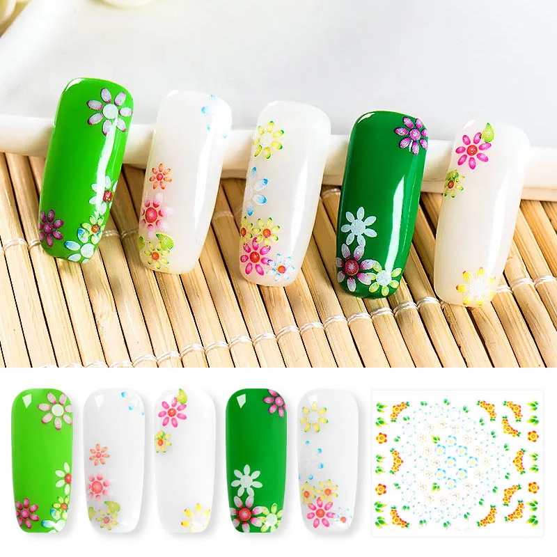 Meet Across 10sheet/pack 3D Embossed Nail Sticker Flower Adhesive DIY Manicure Slider Art Tips Decorations Decals | Красота и