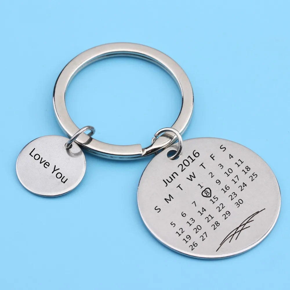 Персонализированные имя брелок индивидуально выгравироанные надписи календарь