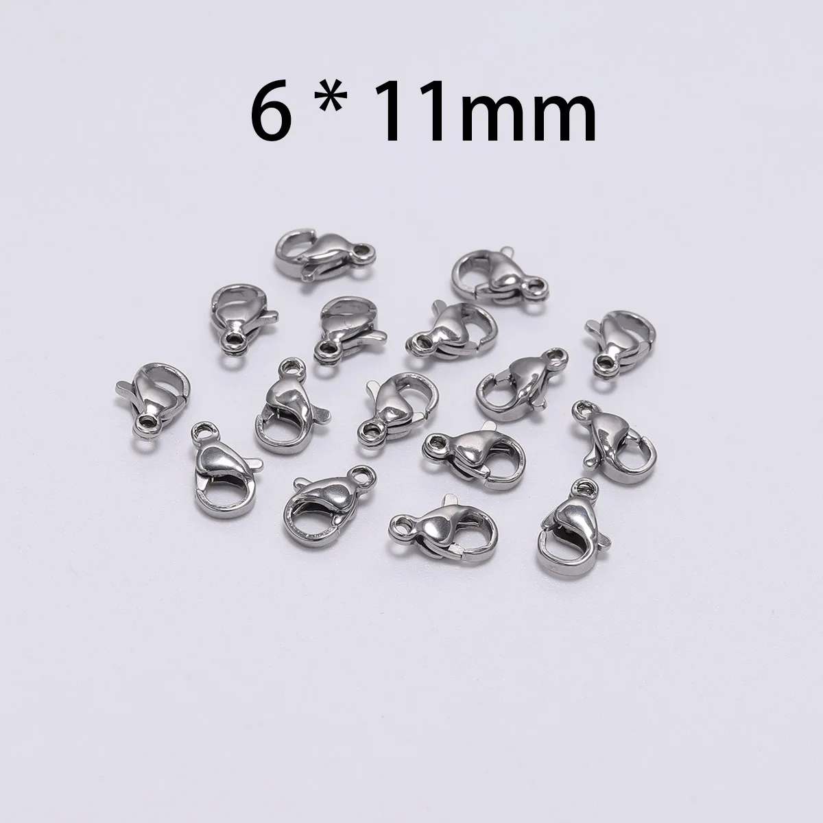 30pcs 6 x 11mm 30 шт./лот, 9, 10, 11, 12, 13, 15 мм, застежка-карабин из нержавеющей стали, крючки для самостоятельного изготовления ожерелья, браслета, цепочки, модные ювелирные изделия - Color: 30pcs 6 x 11mm