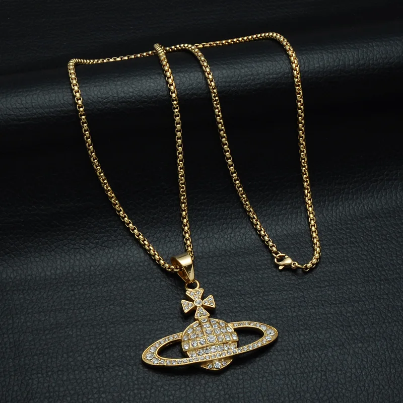Хип хоп Bling Iced Out Cross Planet titanium Нержавеющая сталь очаровательные ожерелья и подвески для мужчин и женщин ювелирные изделия